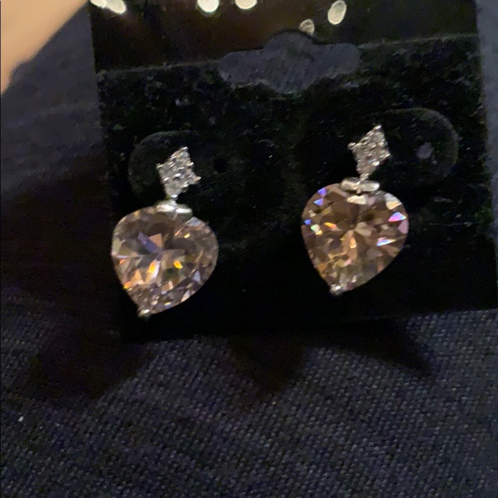 Pink diamond heart studs